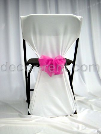 Folding Chairs on Folding Chair Back Cover With Hot Pink Mesh Bow