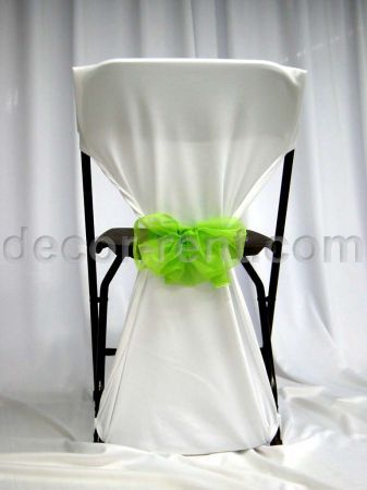 Folding Chair Back Cover with Lime Green Mesh Bow Folding Chair Back Cover with Lime Green Mesh Bow