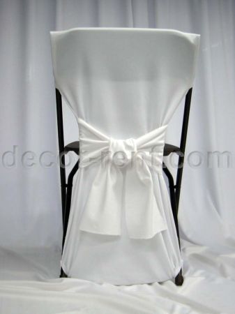 Folding Chair Back Cover White with White Linen Tie Folding Chair Back Cover White with White Linen Tie