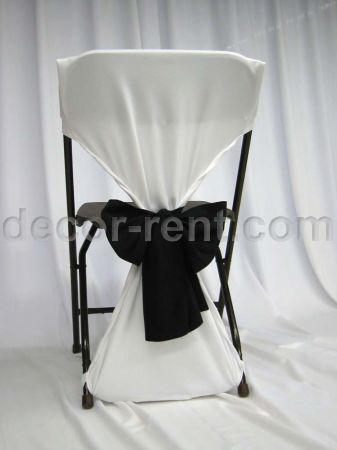 Folding Chair Back Cover White with Black Linen Bow Folding Chair Back Cover White with Black Linen Bow