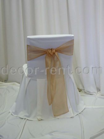 Ivory Office Chair Cover with Gold Organza Tie Ivory Office Chair Cover with Gold Organza Tie