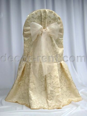 Soft Gold King Brocade Banquet Chair Cover with Champagne Organz Soft Gold King Brocade Banquet Chair Cover with Champagne Organz