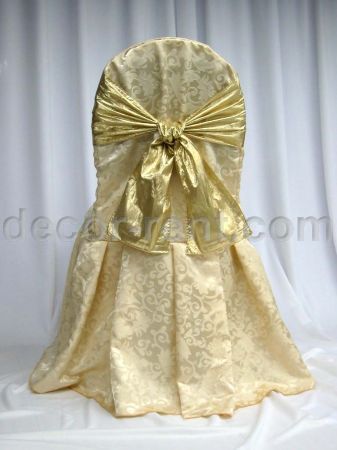 Soft Gold King Brocade Banquet Chair Cover with Gold Lame Tie (b Soft Gold King Brocade Banquet Chair Cover with Gold Lame Tie (b