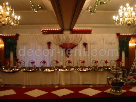 COM Wedding Backdrop with Burgundy Organza Accents By AP CREATIONS