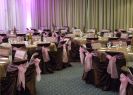 Hot Pink Hibiscus Organza sashes, chocolate satin chair covers (wraps).
Chair cover rentals in Toronto by www.decor-rent.com