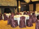 A beautiful wedding reception at Old Mill in Toronto. Great combination of soft gold brocade linens and chocolate satin chair covers.